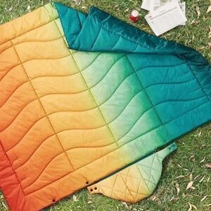 Rainbow Weatherproof Vintage Outdoor Puffer Blanket. Perfect for Camping!